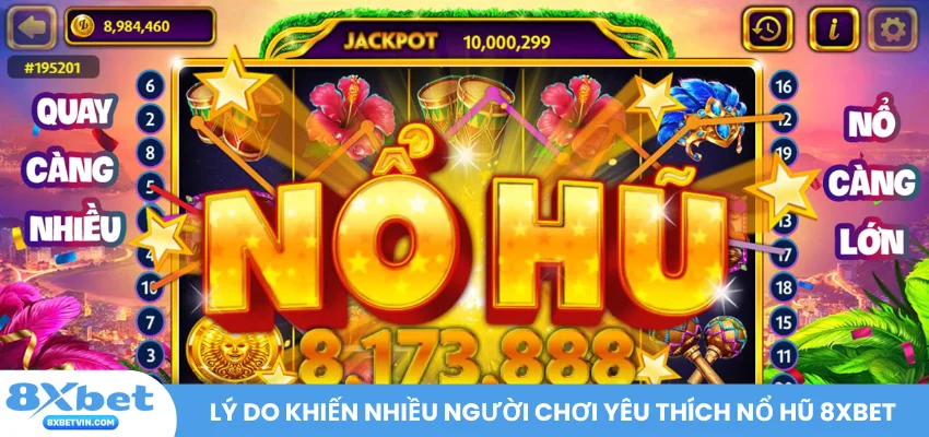Lý do khiến nhiều người chơi yêu thích sảnh Nổ Hũ 8XBET