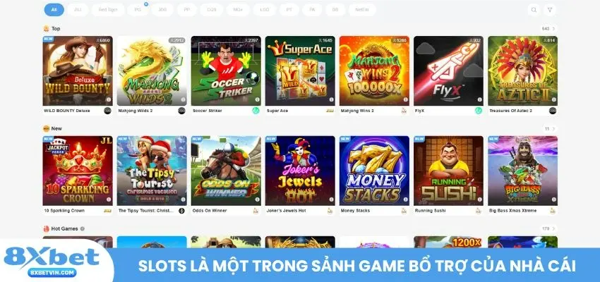 Slots là một trong sảnh game bổ trợ của nhà cái